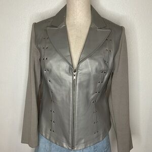 Nygard Collection Geniune Leather Knit Sweater Jacket